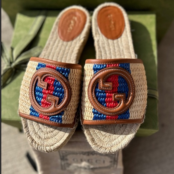 GUCCI ~ Like New! 2023 SE Women's Interlocking G espadrille, size 37, 7US. - Picture 4 of 9